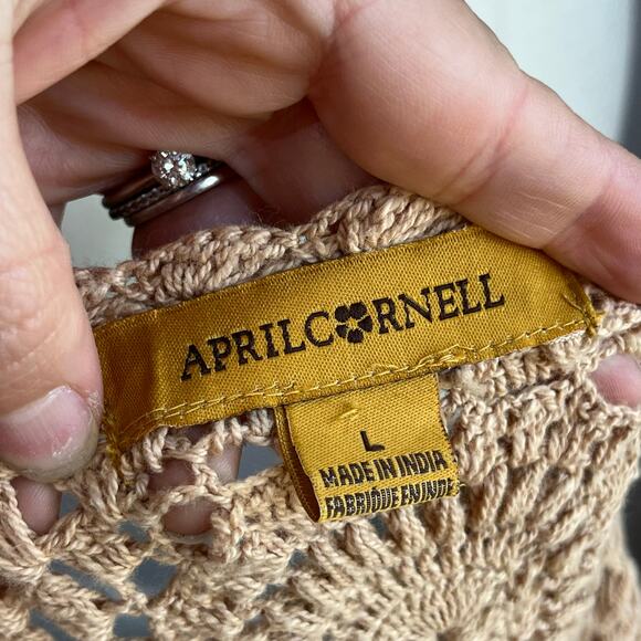 April Cornell Vintage Crochet Vest Beige 100% Cotton Sz Large - Picture 7 of 10